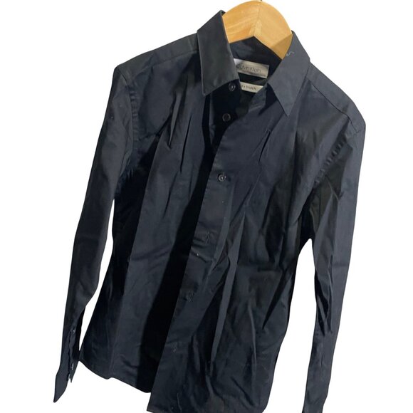 Calvin Klein Boys Stretch Slim Fit Black Button-Up Shirt Size 8 - Picture 3 of 4